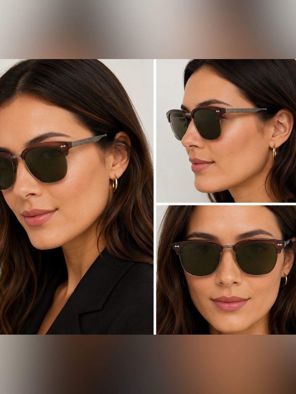 Gucci Clubmaster Sunglasses Brown Tortoise Green Lenses Made in Italy Unisex